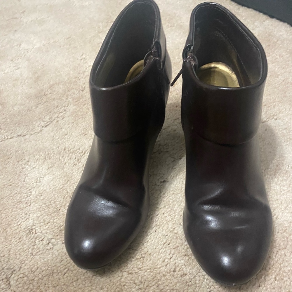 Dark brown booties.  Size 6.5.  3” heel.  East 5th brand.